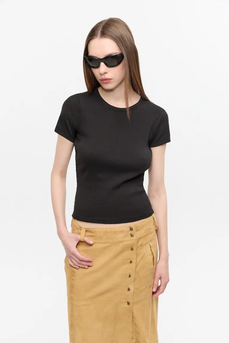 Remera de manga corta y cuello redondo en morley de algodón para mujer de Ay Not Dead en Remeras para argentina