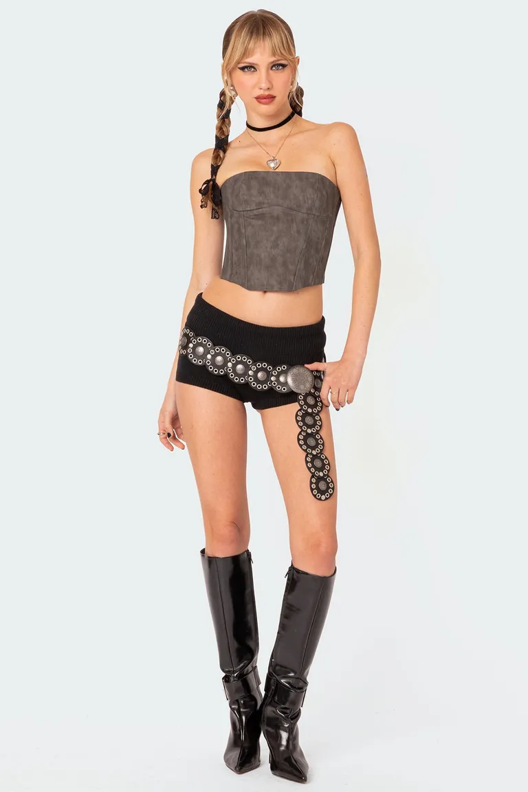 Corset christa cuero sintético lavado de Edikted en Tops para argentina