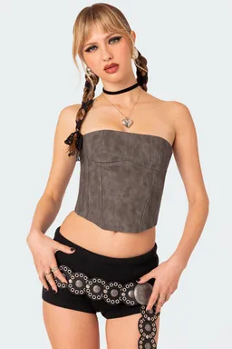 Corset christa cuero sintético lavado de Edikted en Tops para argentina