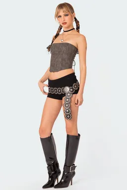 Corset christa cuero sintético lavado de Edikted en Tops para argentina
