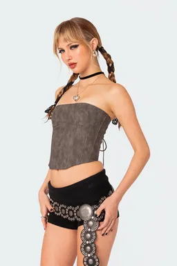 Corset christa cuero sintético lavado de Edikted en Tops para argentina