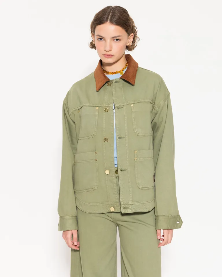 Chaqueta verde en algodón con detalles metálicos de Jazmin Chebar en Chaquetas para argentina