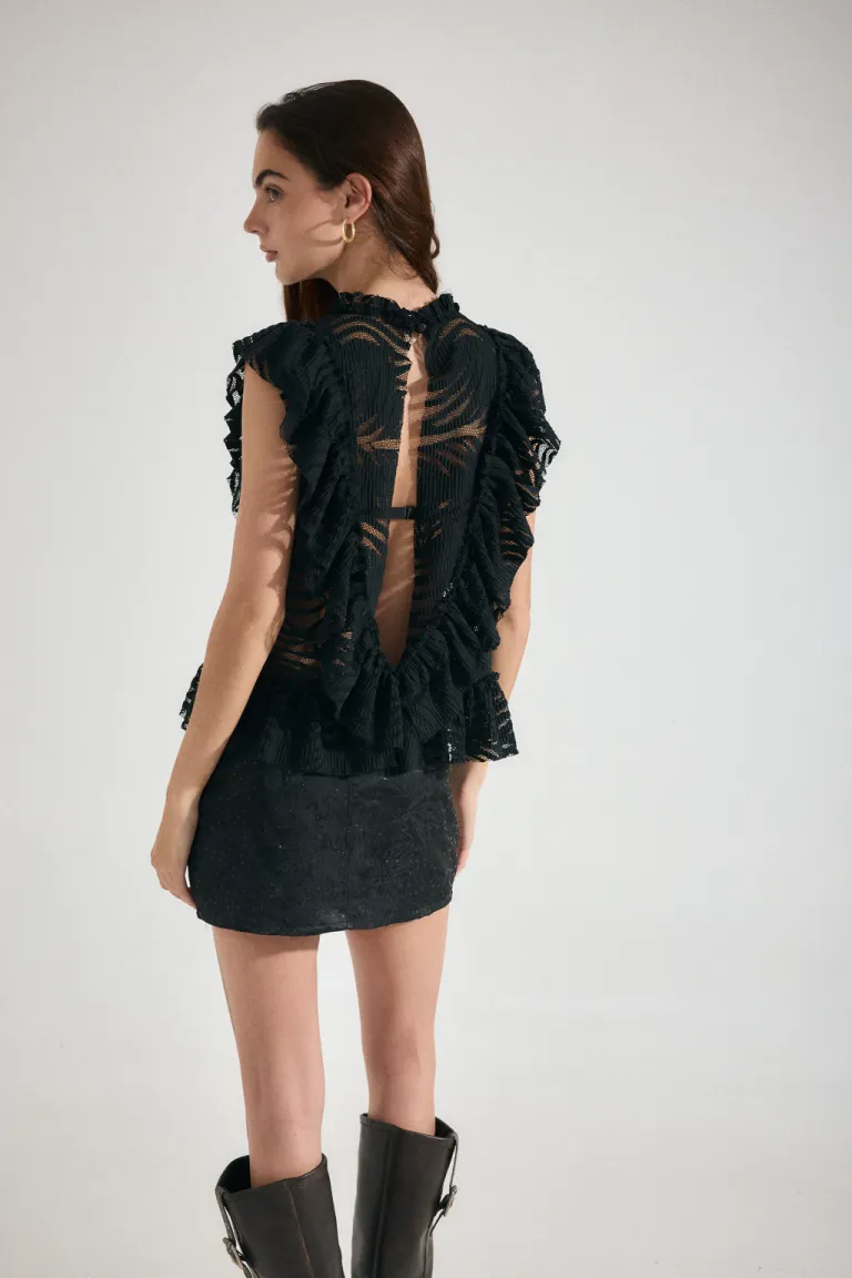 Blusa de encaje marrón con espalda en forma de gota de Audaz en Blusas para argentina