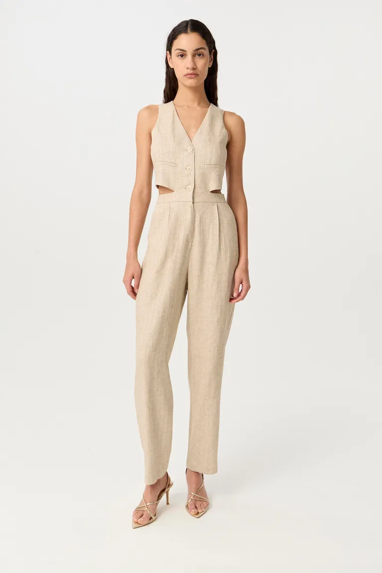 Mono de sastrería lino viscosa tizada con silueta entallada y pierna slim de Markova en Monos para argentina