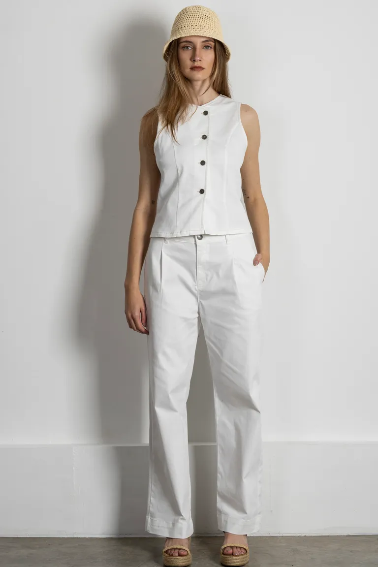 Pantalón blanco de corte recto y elegante diseño para mujer de Kill en Pantalones para argentina