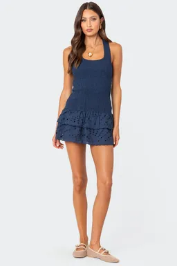 Mini vestido ojalillos fruncido de Edikted en Vestidos para argentina