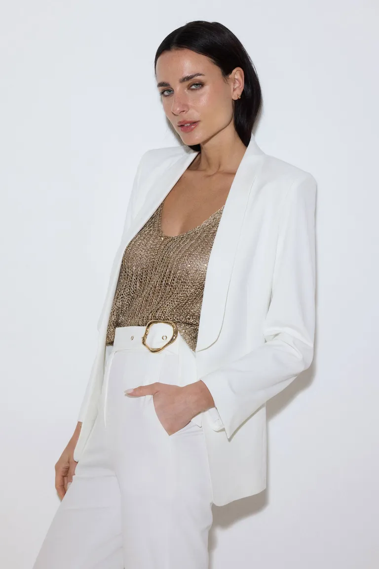 Top tejido de hilado metálico con microlentejuelas de calce relajado de Markova en Tops para argentina