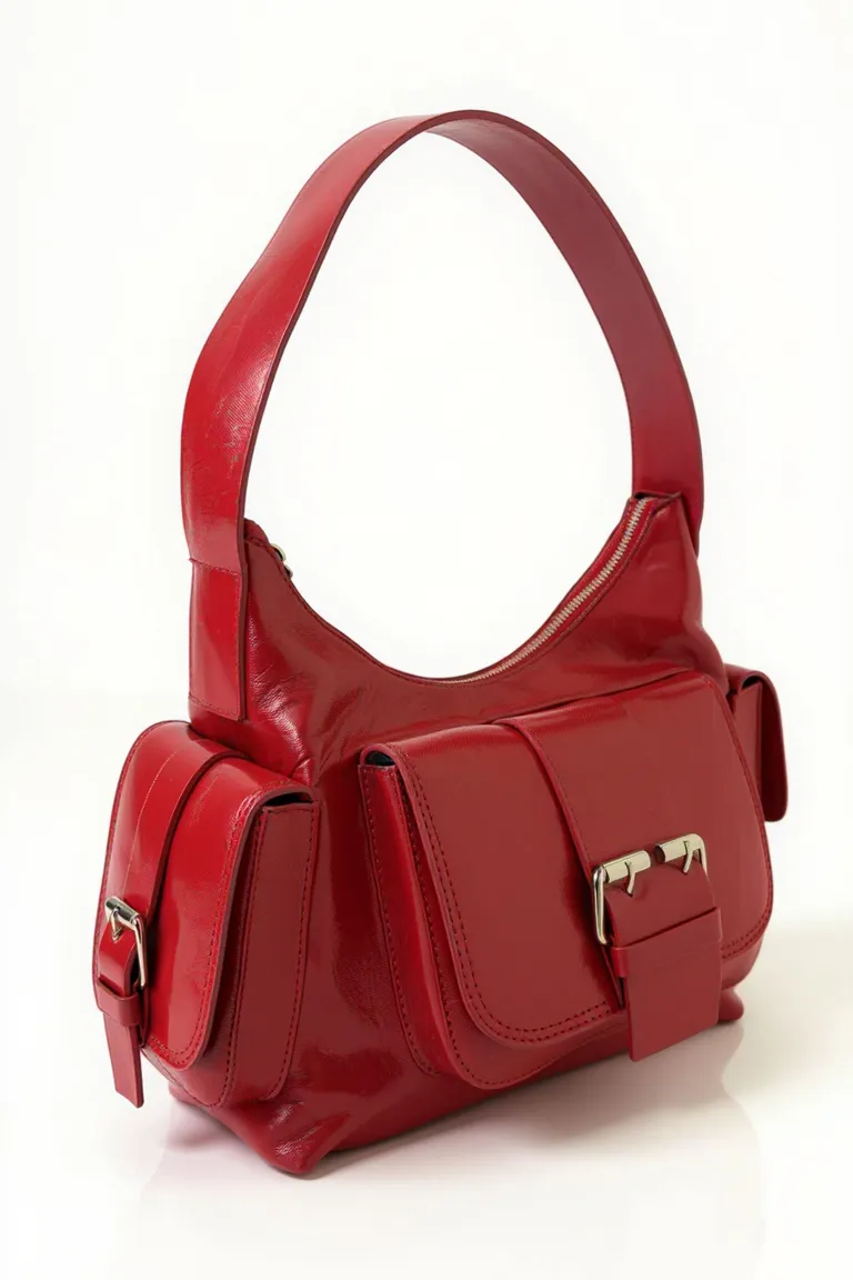 Elegante mini bolso de cuero rojo con hebilla y correa de mano de Maria Cher en Bolsos y Carteras para argentina