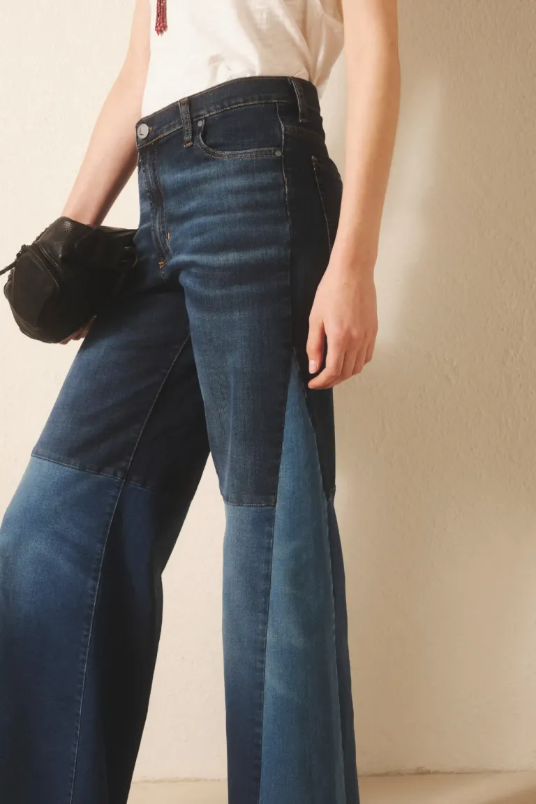 Pantalón palazzo azul de tiro alto con recortes laterales de Rapsodia en Pantalones para argentina