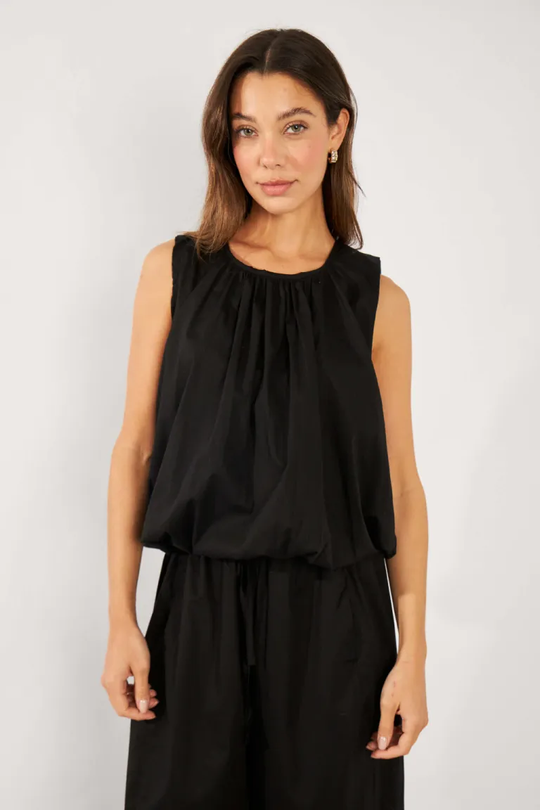 Blusa de corte globo en poplin negro, una prenda versátil y elegante para tu guardarropa de Belle en Blusas para argentina