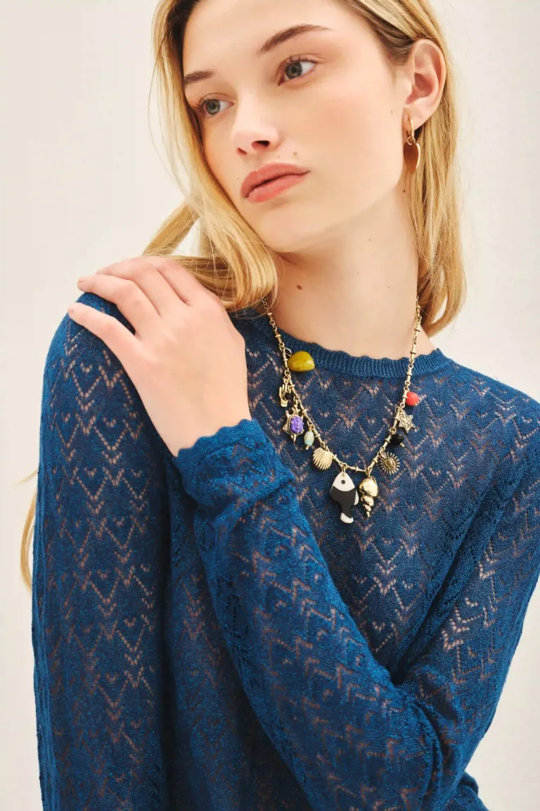 Remera de punto elegante con efecto metalizado para looks nocturnos de Rapsodia en Remeras para argentina