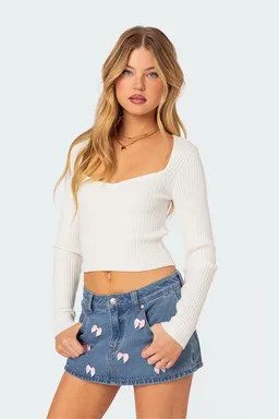 Top misty acanalado con cuello redondo de Edikted en Tops para argentina