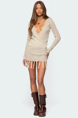 Vestido mini tejido con borlas de Edikted en Vestidos para argentina