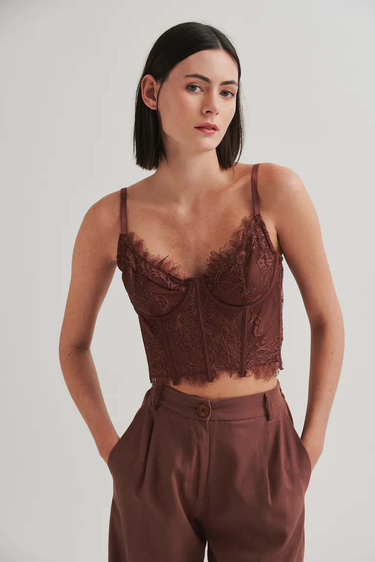 Corset de encaje en color marrón para mujer de Sweet en Ropa Interior y Medias para argentina