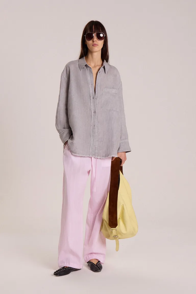 Camisa de lino oversize en color gris para el guardarropa femenino de Maria Cher en Camisas para argentina