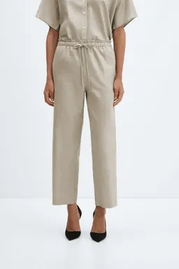 Pantalón lino cintura elástica de Mango en Pantalones para argentina