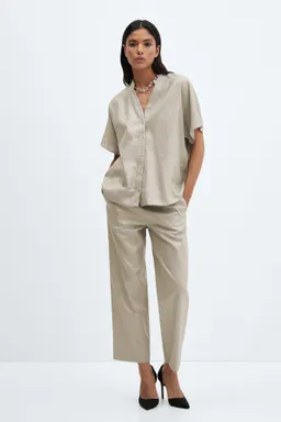 Pantalón lino cintura elástica de Mango en Pantalones para argentina