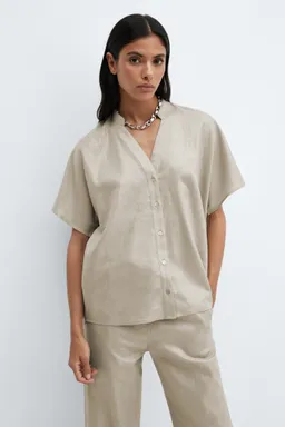 Pantalón lino cintura elástica de Mango en Pantalones para argentina