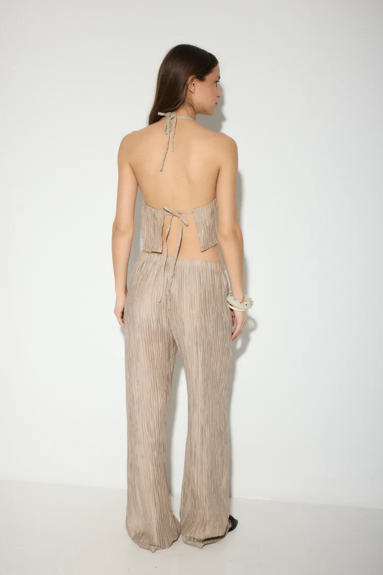 Pantalón de bambula plisada con tiro bajo y elástico en la cintura para mujer de Audaz en Pantalones para argentina