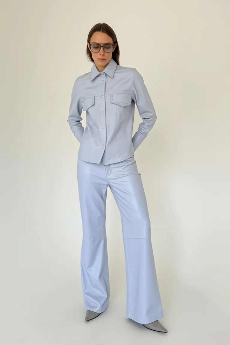 Camisa de cuero ovino con estilo jeanero, ideal para looks versátiles de Maria Cher en Camisas para argentina