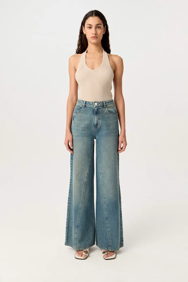 Jeans de corte palazzo con lavado desgastado de Markova en Pantalones para argentina