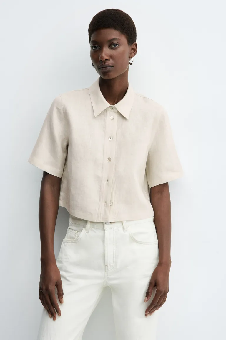 Camisa manga corta lino de Mango en Camisas para argentina