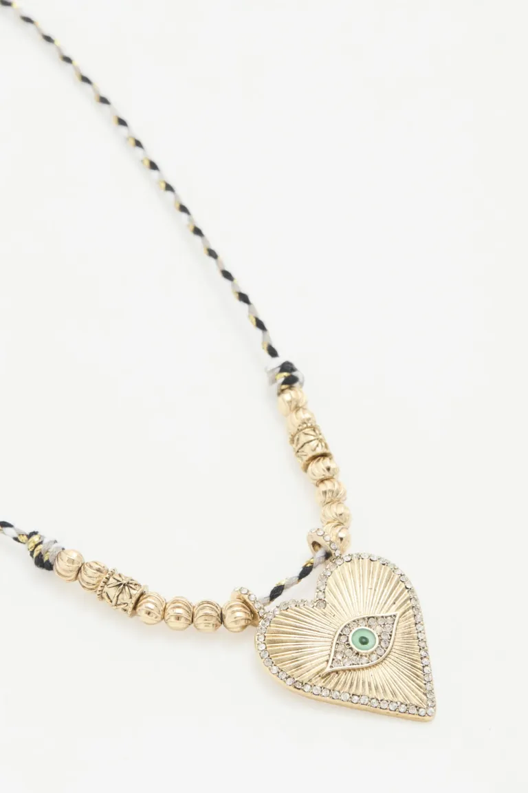 Collar de corazón dorado con cuentas y piedras multicolor de Rapsodia en Bijouterie para argentina