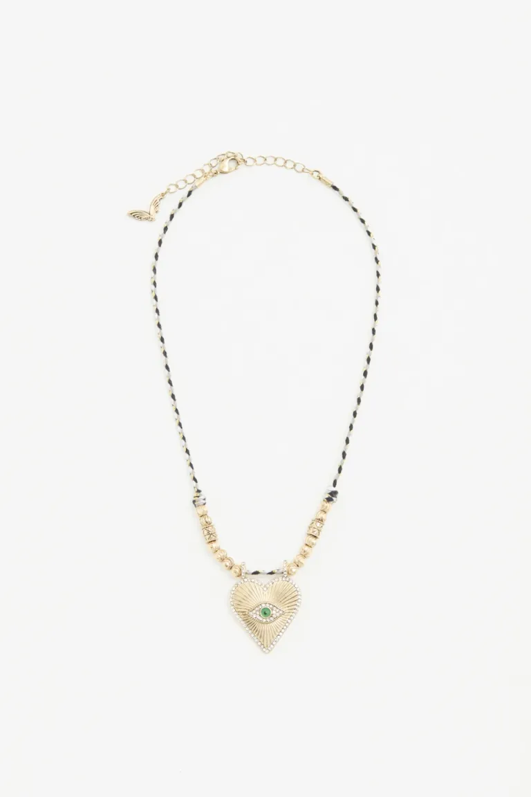 Collar de corazón dorado con cuentas y piedras multicolor de Rapsodia en Bijouterie para argentina