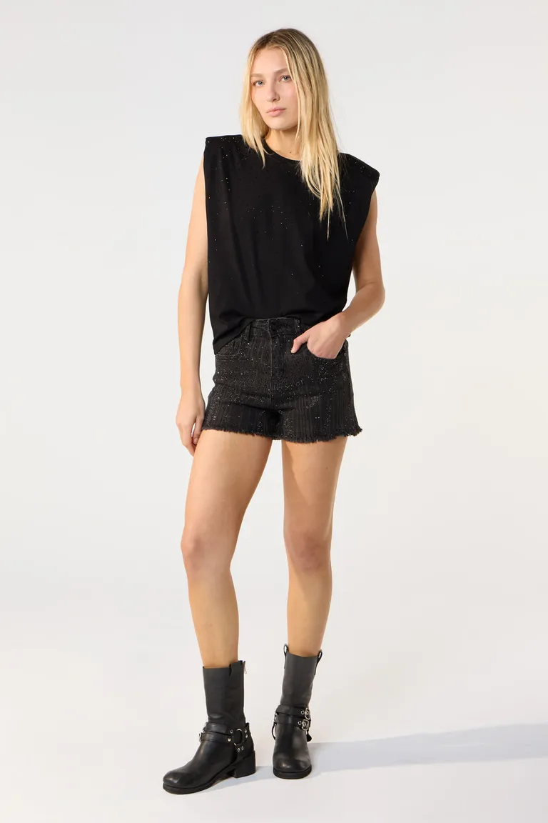 Shorts de denim de corte alto con detalles desflecados de Cuesta Blanca en Shorts para argentina