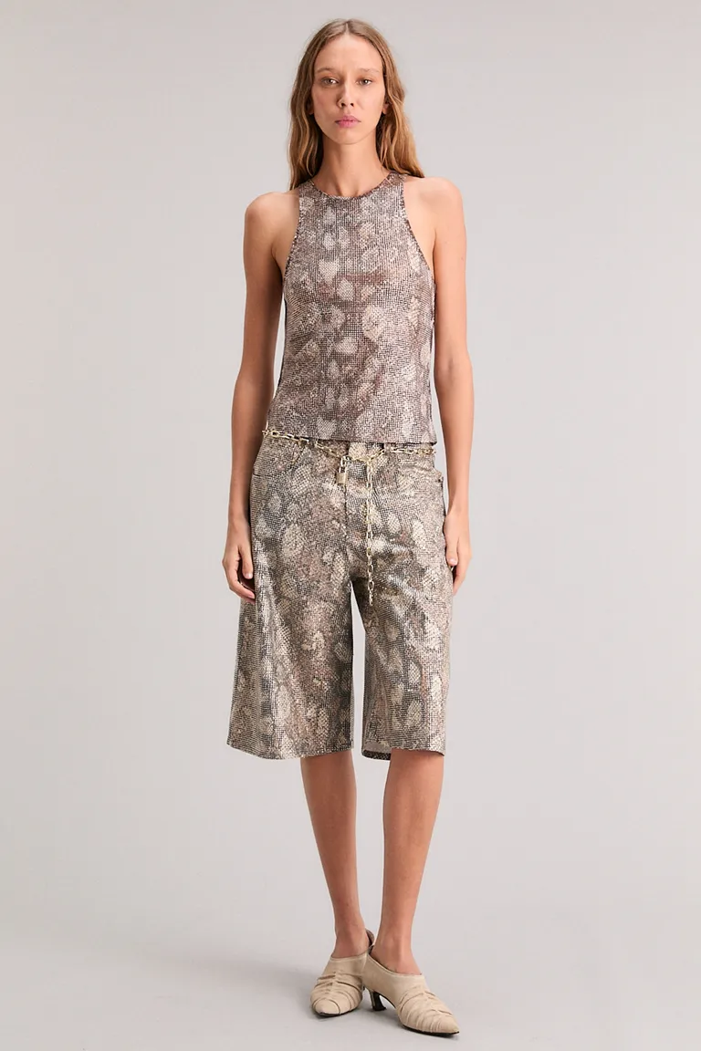 Musculosa de estampado de piel de serpiente con detalles metálicos de Kosiuko en Tops para argentina