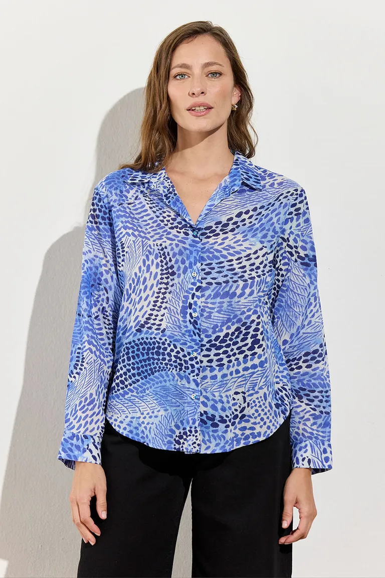 Camisa estampada de corte holgado y manga larga para mujer de Indiastyle en Camisas para argentina