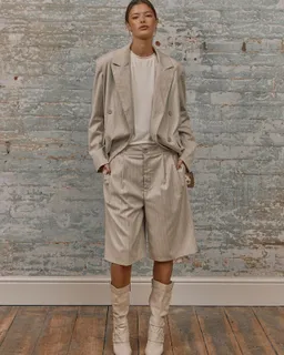 Short plisado tiro alto rayado de Musera en Shorts para argentina