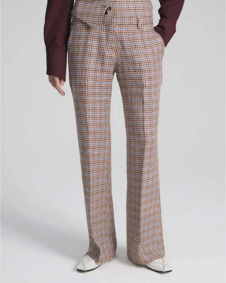 Pantalón sastrero de tiro bajo con diseño de cuadros y corte levemente acampanado de Blue Sheep en Pantalones para argentina