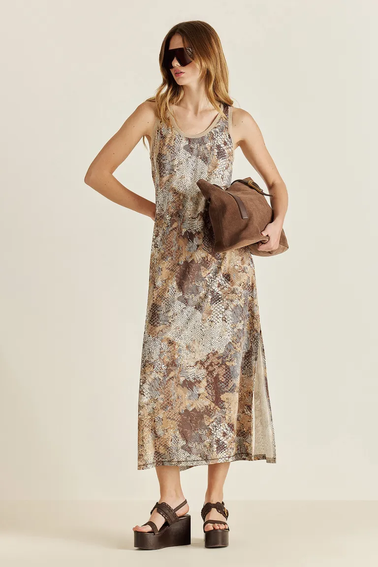 Vestido largo de punto premium con diseño exclusivo estampado de Tucci en Vestidos para argentina
