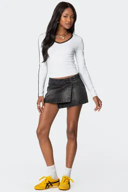 Skort asimétrico denim cruzado de Edikted en Faldas para argentina