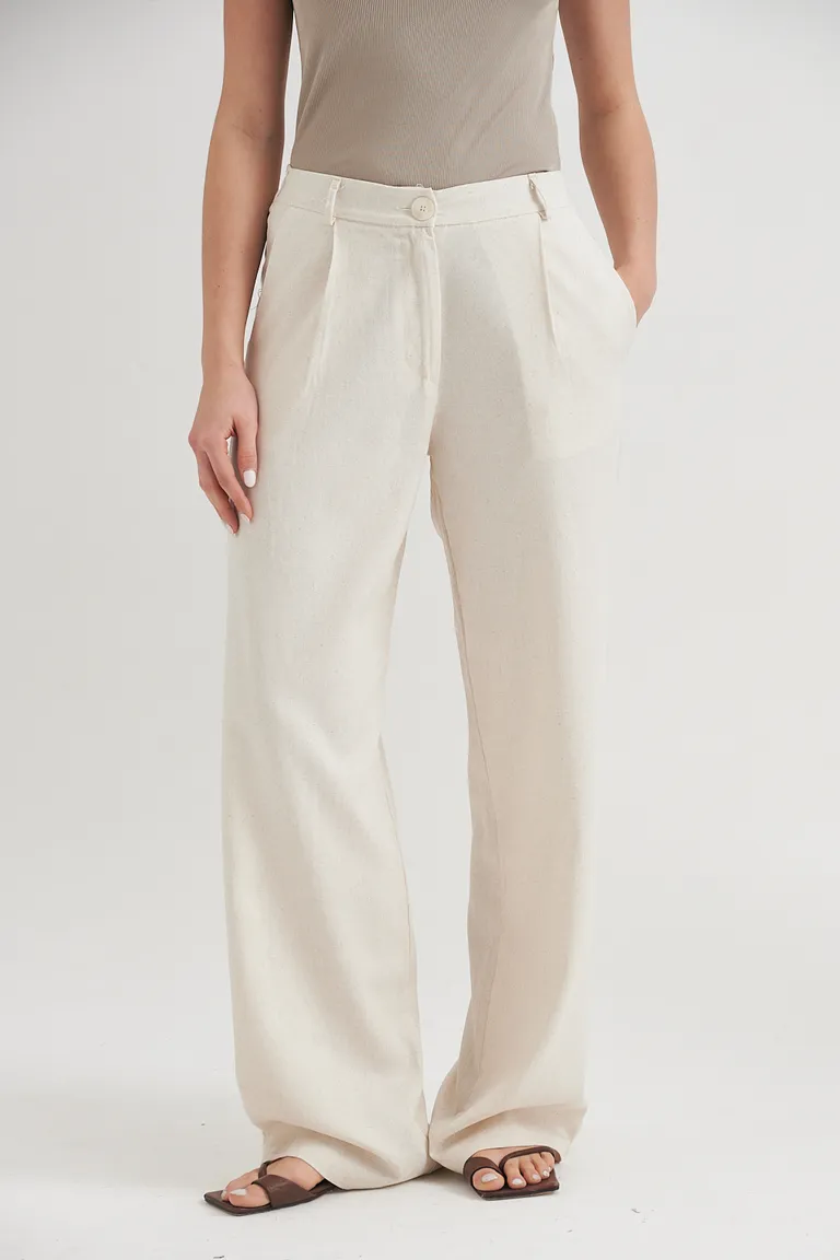 Pantalón de lino de corte recto y diseño elegante para un estilo veraniego y cómodo de Sweet en Pantalones para argentina
