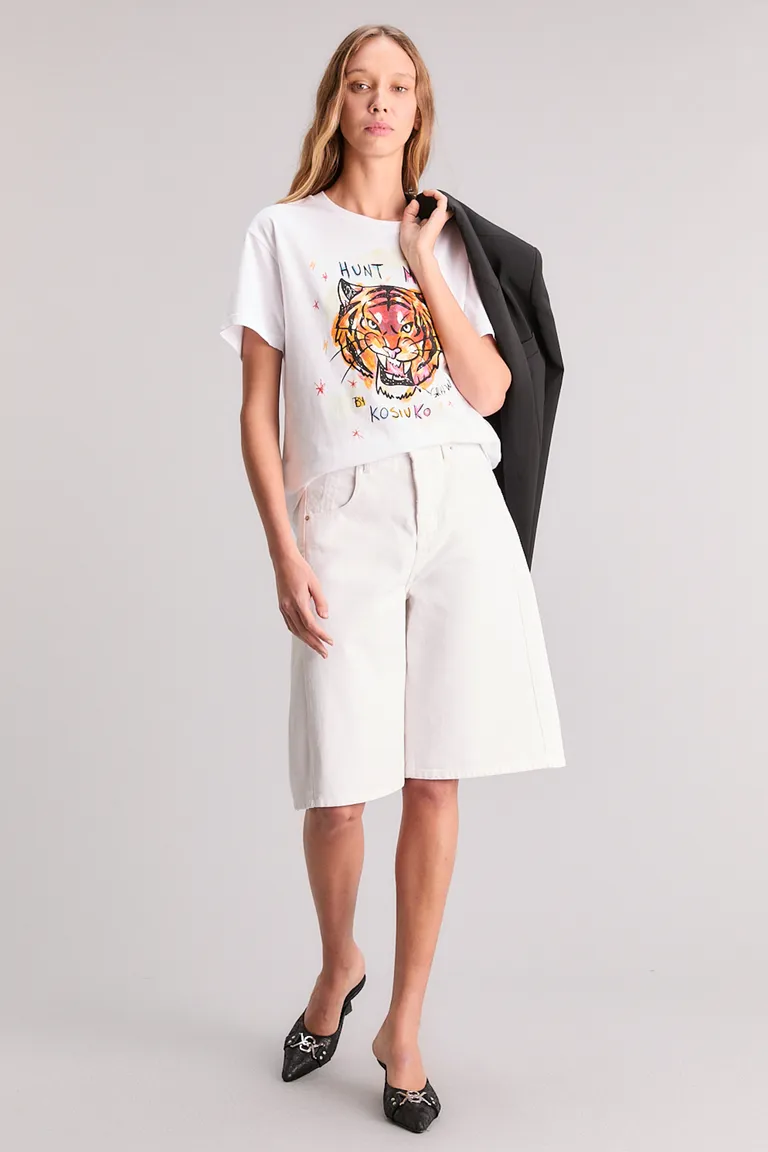 Remera de algodón con estampado de tigre en corte regular de Kosiuko en Remeras para argentina