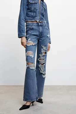 Jeans rectos tiro alto rotos de Mango en Pantalones para argentina
