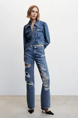 Jeans rectos tiro alto rotos de Mango en Pantalones para argentina