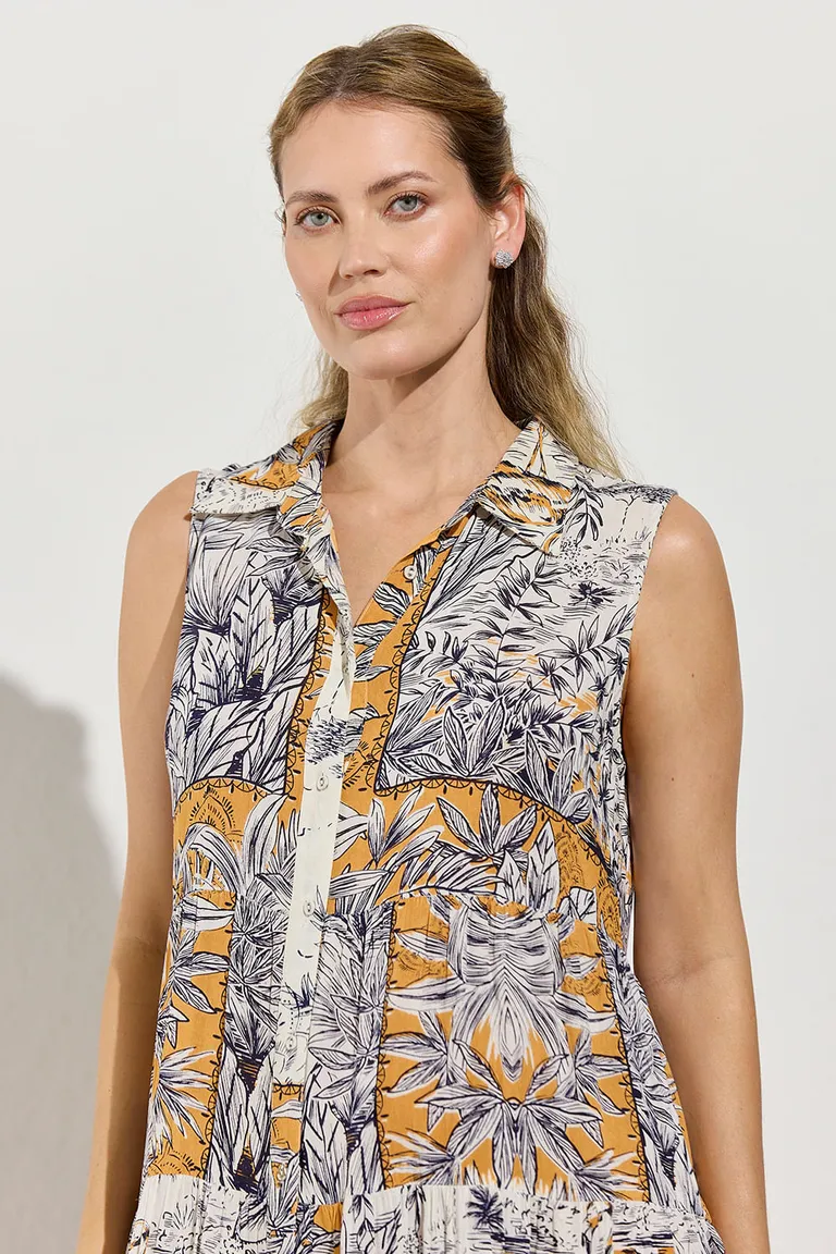 Vestido largo sin mangas de estilo camisero con estampado floral y delicados detalles de Indiastyle en Vestidos para argentina