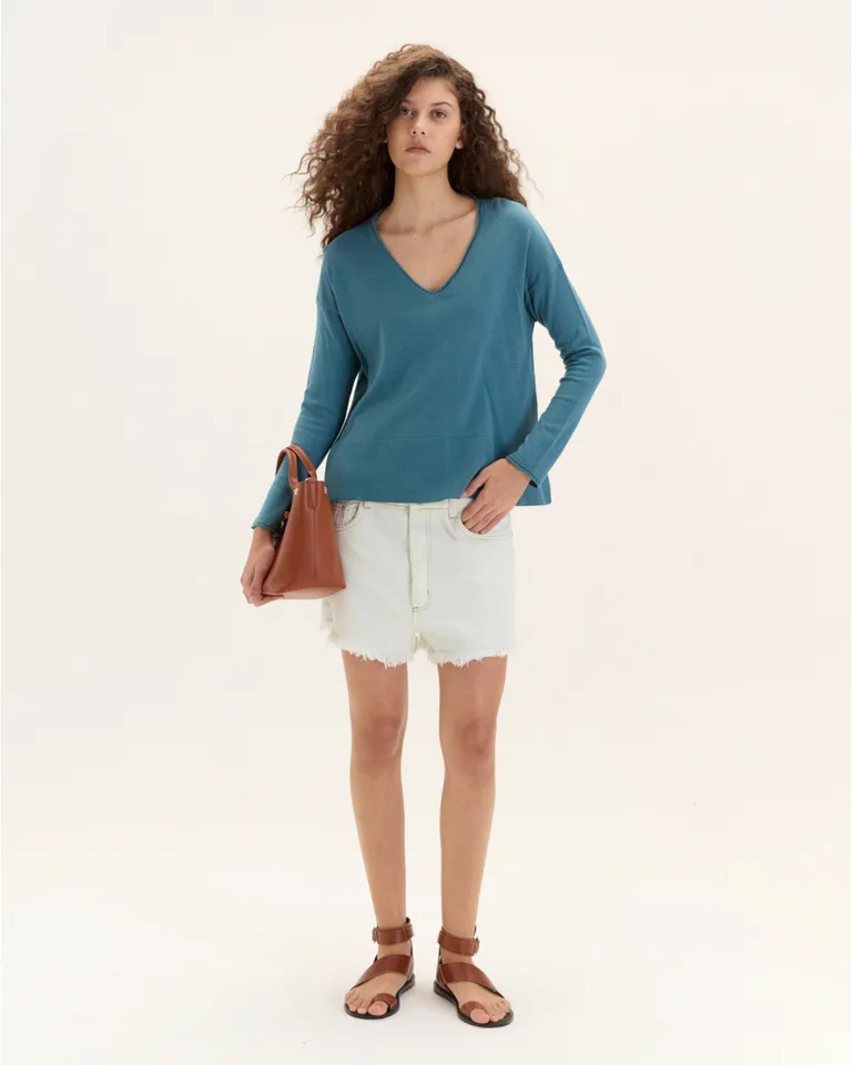 Sweater de tejido fino con escote en V y silueta relajada de Blue Sheep en Buzos y Sweaters para argentina