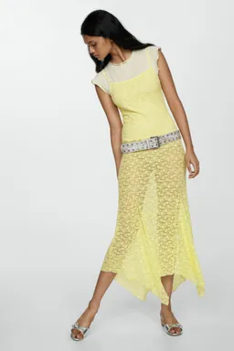 Vestido encaje floral asimétrico de Mango en Vestidos para argentina