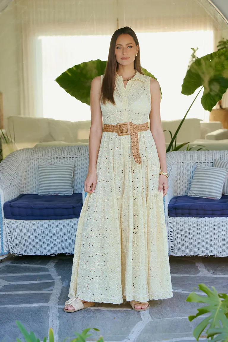 Vestido largo de broderie blanco con diseño holgado y detalles delicados de Indiastyle en Vestidos para argentina