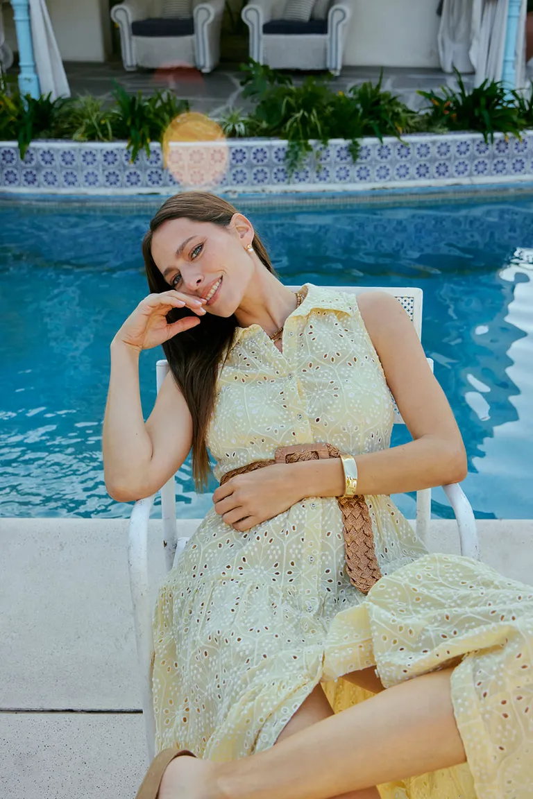 Vestido largo de broderie blanco con diseño holgado y detalles delicados de Indiastyle en Vestidos para argentina