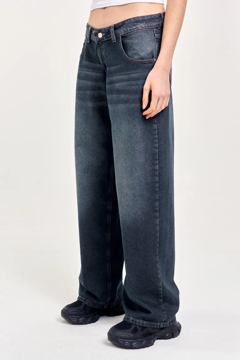 Pantalones vaqueros de corte baggy y tiro bajo en tono azul medio de 47 Street en Pantalones para argentina