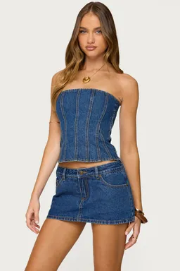 Corset strapless denim camelia de Edikted en Tops para argentina