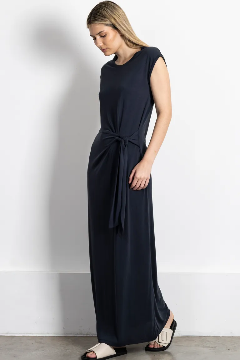 Vestido largo de modal con lazo delantero - Estilo elegante y silueta al cuerpo de Kill en Vestidos para argentina