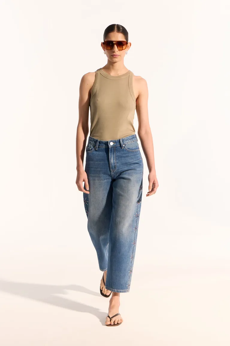 Musculosa de algodón de corte ajustado y lavado desgastado de Portsaid en Tops para argentina