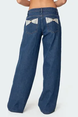Jean tiro bajo bolsillos encaje de Edikted en Pantalones para argentina