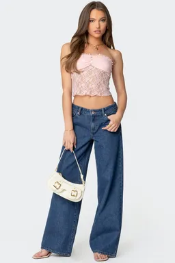Jean tiro bajo bolsillos encaje de Edikted en Pantalones para argentina